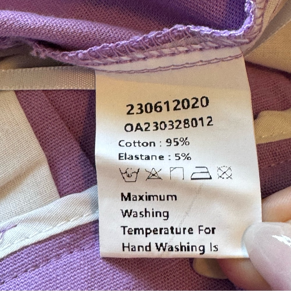 Commense Light Purple Lilac Cotton Pleated Pants Trousers pockets elastic, Small - Picture 10 of 10